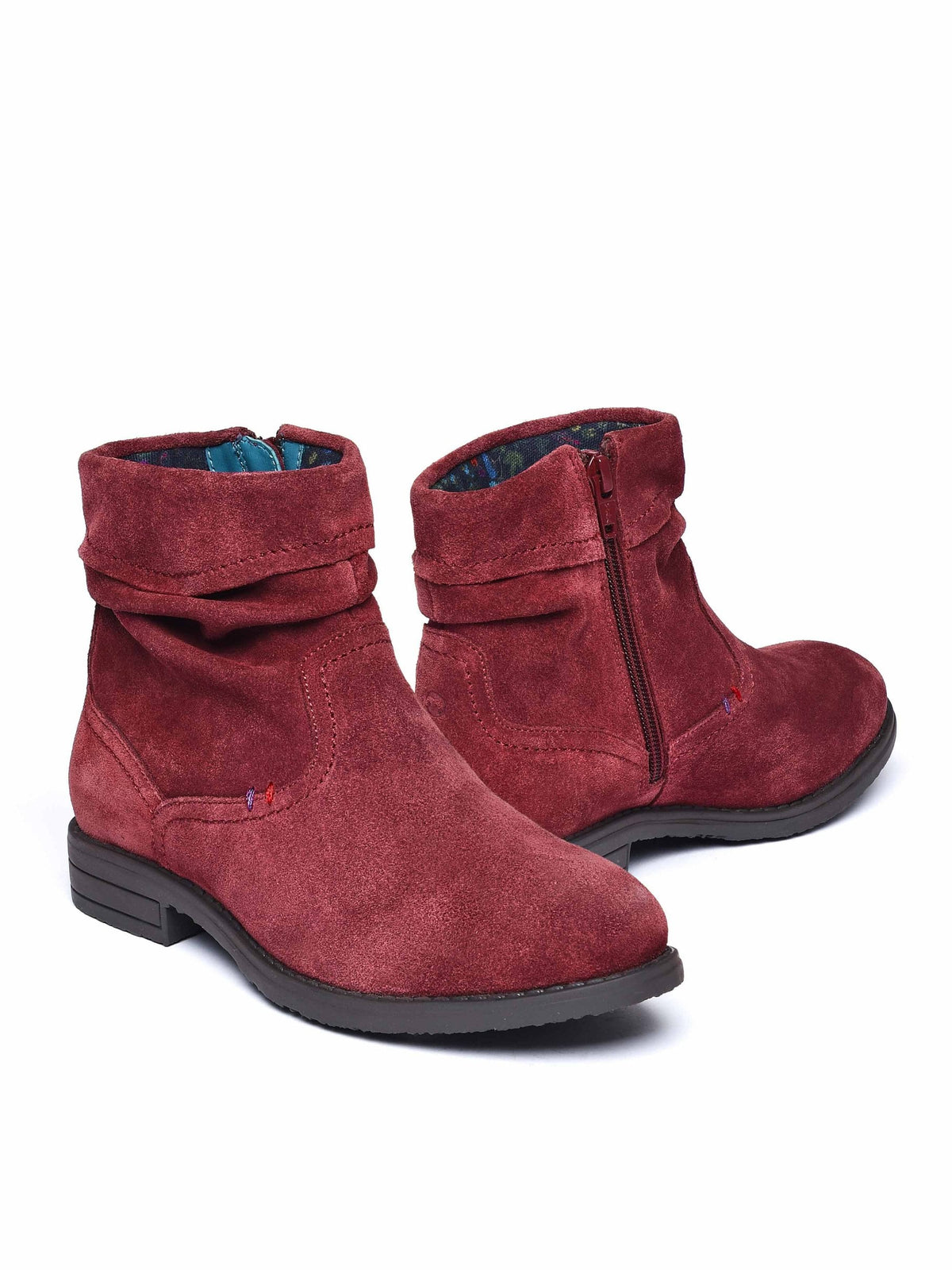 Red ruched suede pixie ankle boots - PIPISTRELLE 3 ZINFANDEL RED