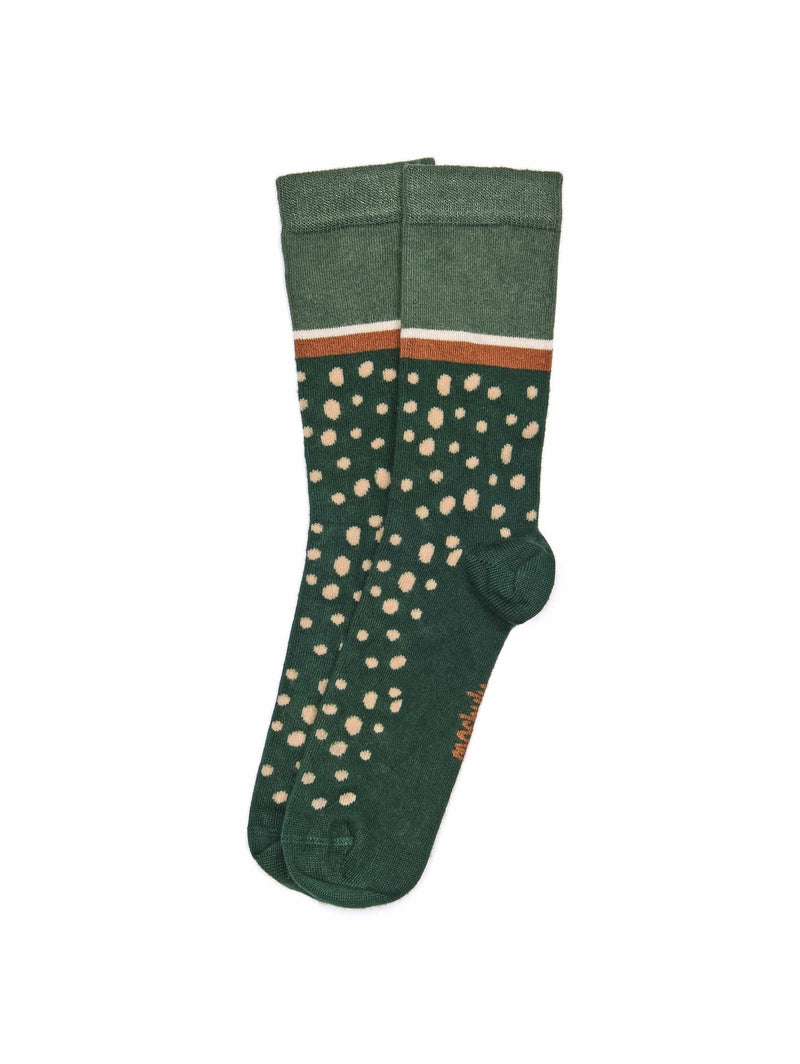 Green bamboo patterned crew sock - PLECO PINE GREEN SPOT