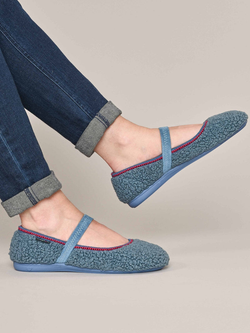 Blue boucle ballerina slipper - LUNGO DENIM