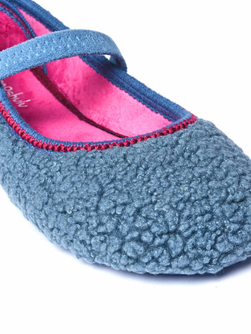 Blue boucle ballerina slipper - LUNGO DENIM