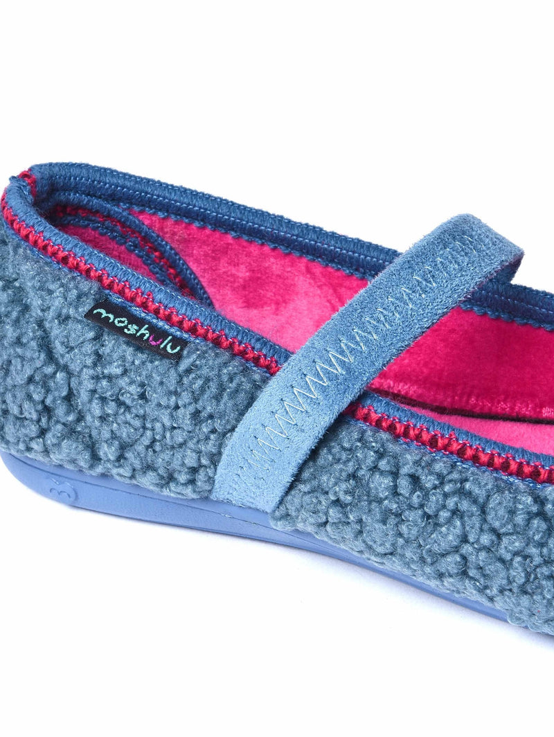Blue boucle ballerina slipper - LUNGO DENIM