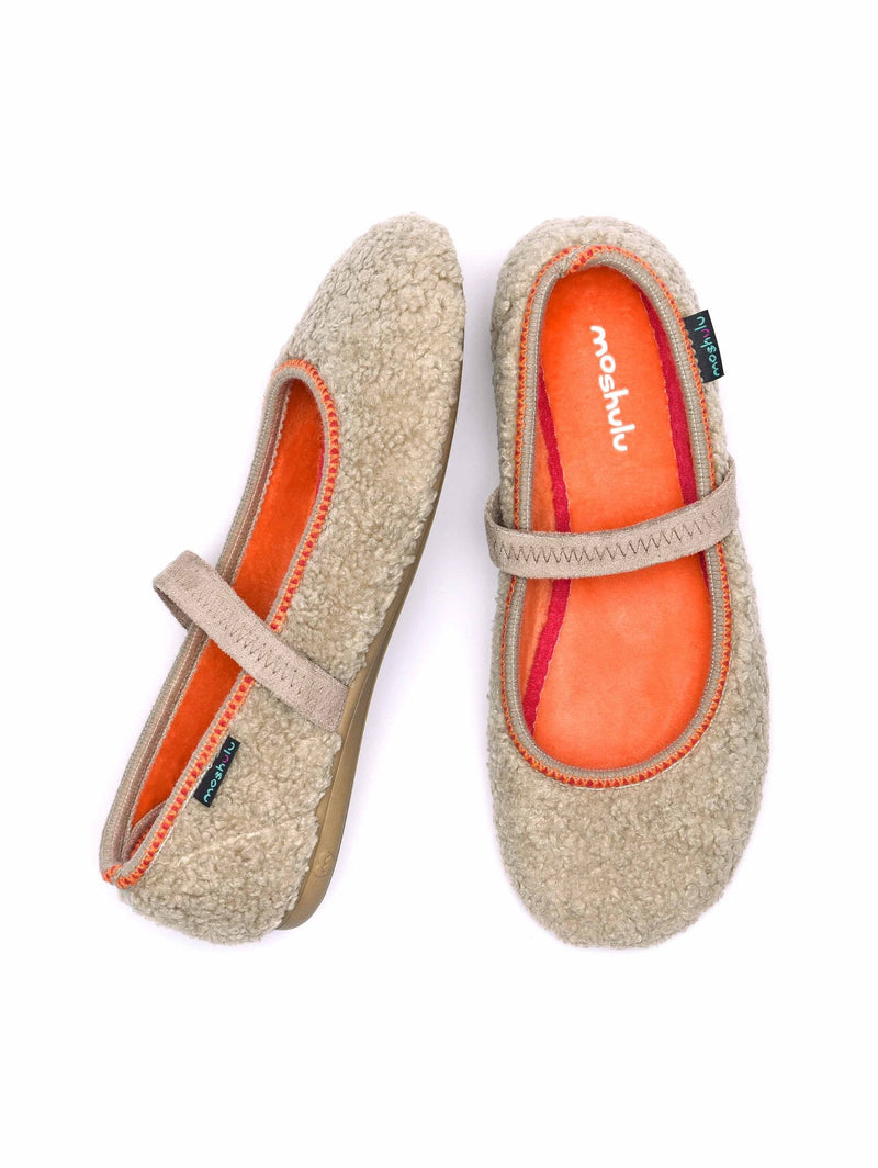 Neutral boucle ballerina slipper - LUNGO BEIGE