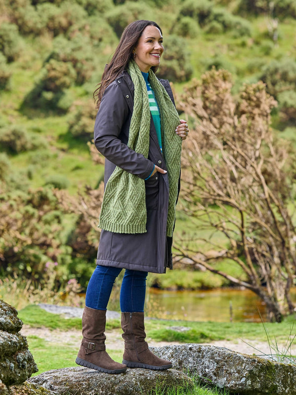Blue ruched leather mid-length boots - MALMO DARK TEAL