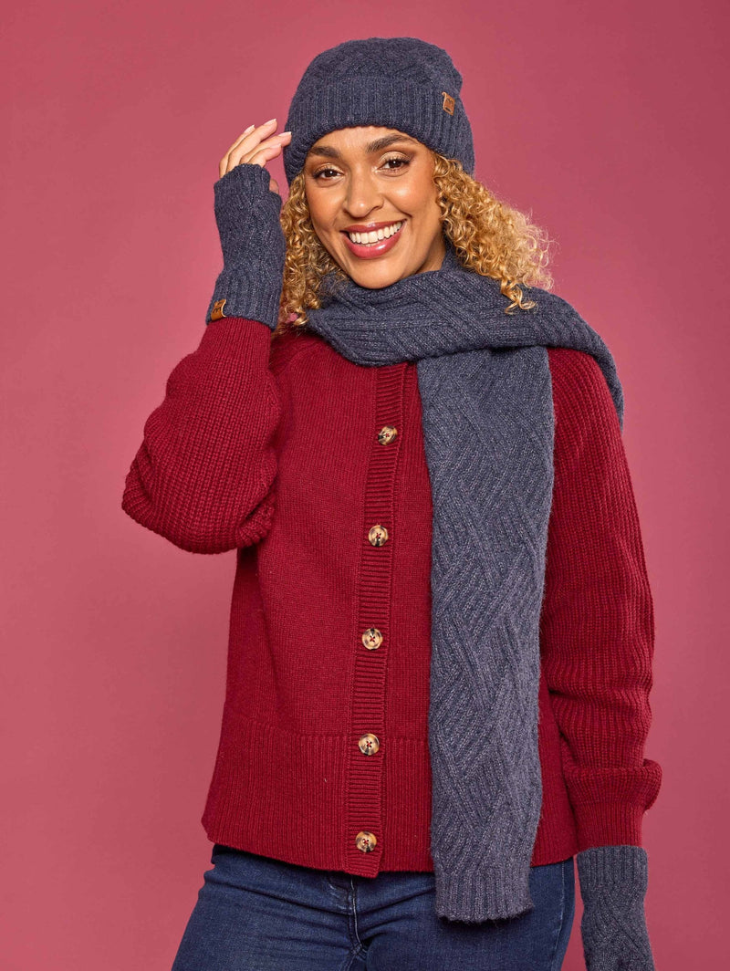Blue geometric knit scarf - JAY SCARF INDIGO