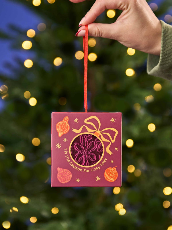 Multi CHRISTMAS SOCK BOX FOR HER - CHRISTMAS SOCK BOX FOR HER BAUBLE MORELLO CHERRY FLORAL