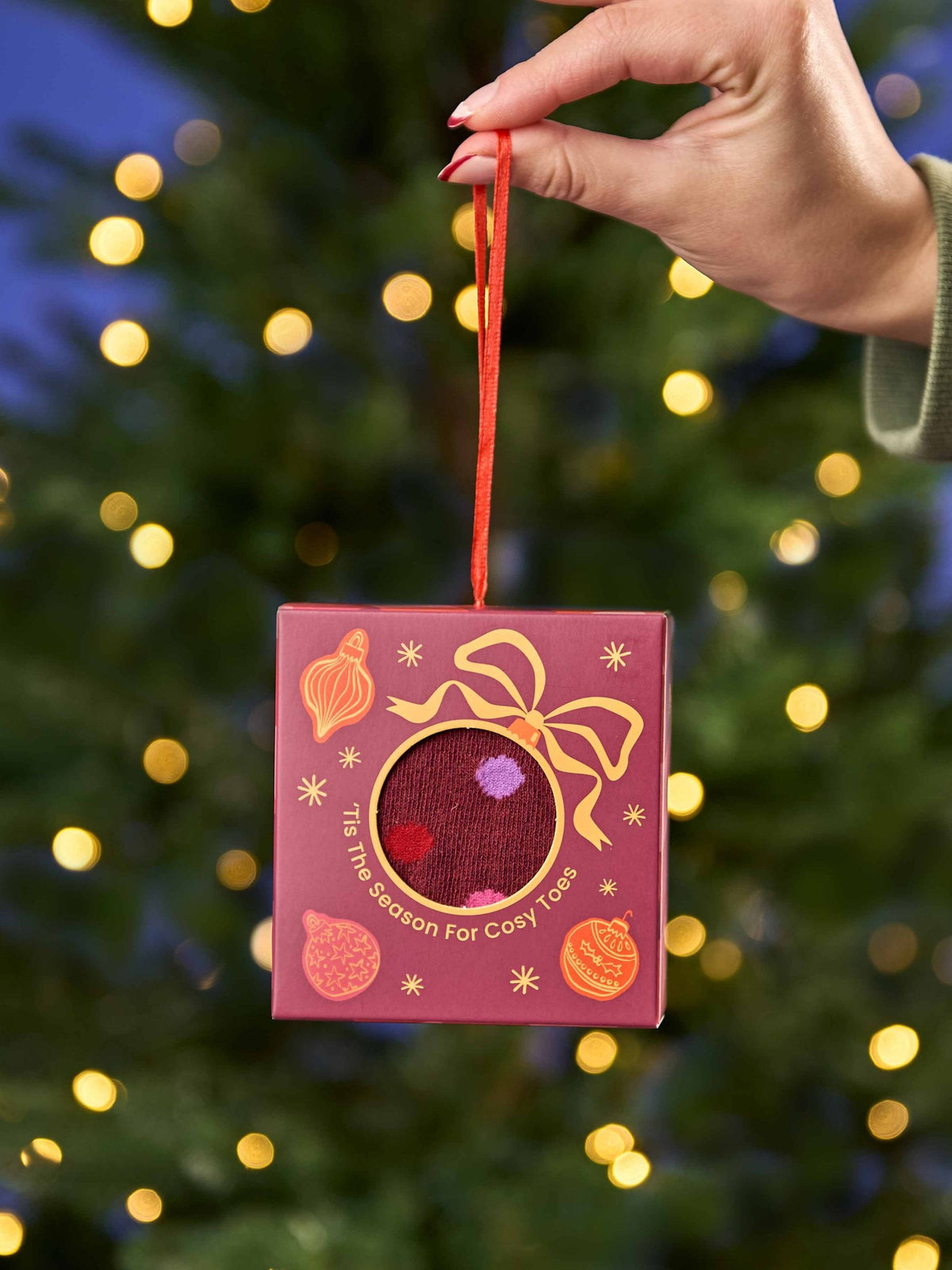 Multi CHRISTMAS SOCK BOX FOR HER - CHRISTMAS SOCK BOX FOR HER BAUBLE ZINFANDEL RED SPOT