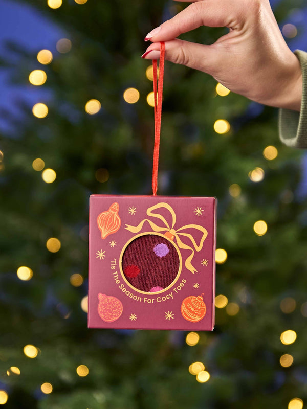 Multi CHRISTMAS SOCK BOX FOR HER - CHRISTMAS SOCK BOX FOR HER BAUBLE ZINFANDEL RED SPOT
