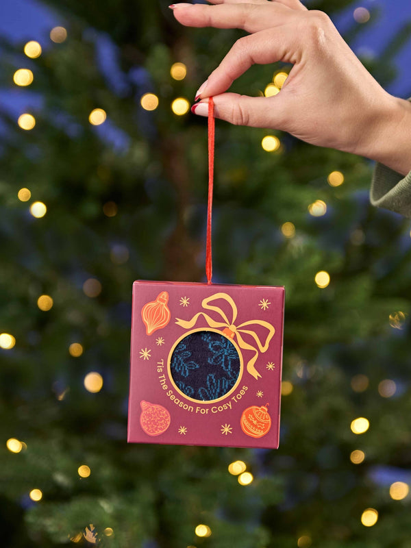 Multi CHRISTMAS SOCK BOX FOR HER - CHRISTMAS SOCK BOX FOR HER BAUBLE INDIGO FLORAL