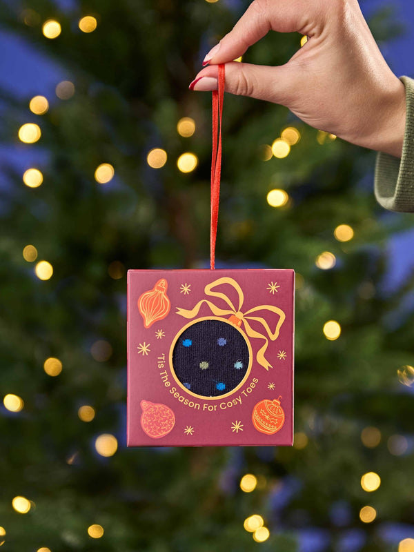 Multi CHRISTMAS SOCK BOX FOR HER - CHRISTMAS SOCK BOX FOR HER BAUBLE INDIGO MULTI SPOT