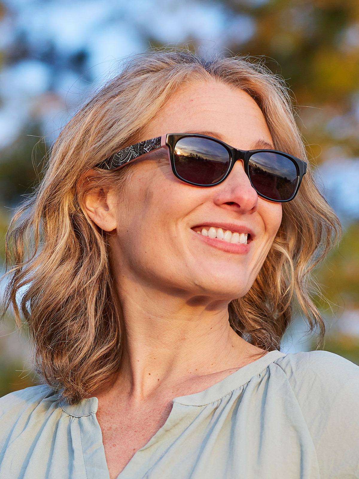 Black patterned acetate sunglasses - COCKATIEL BLACK/BLACK TILE