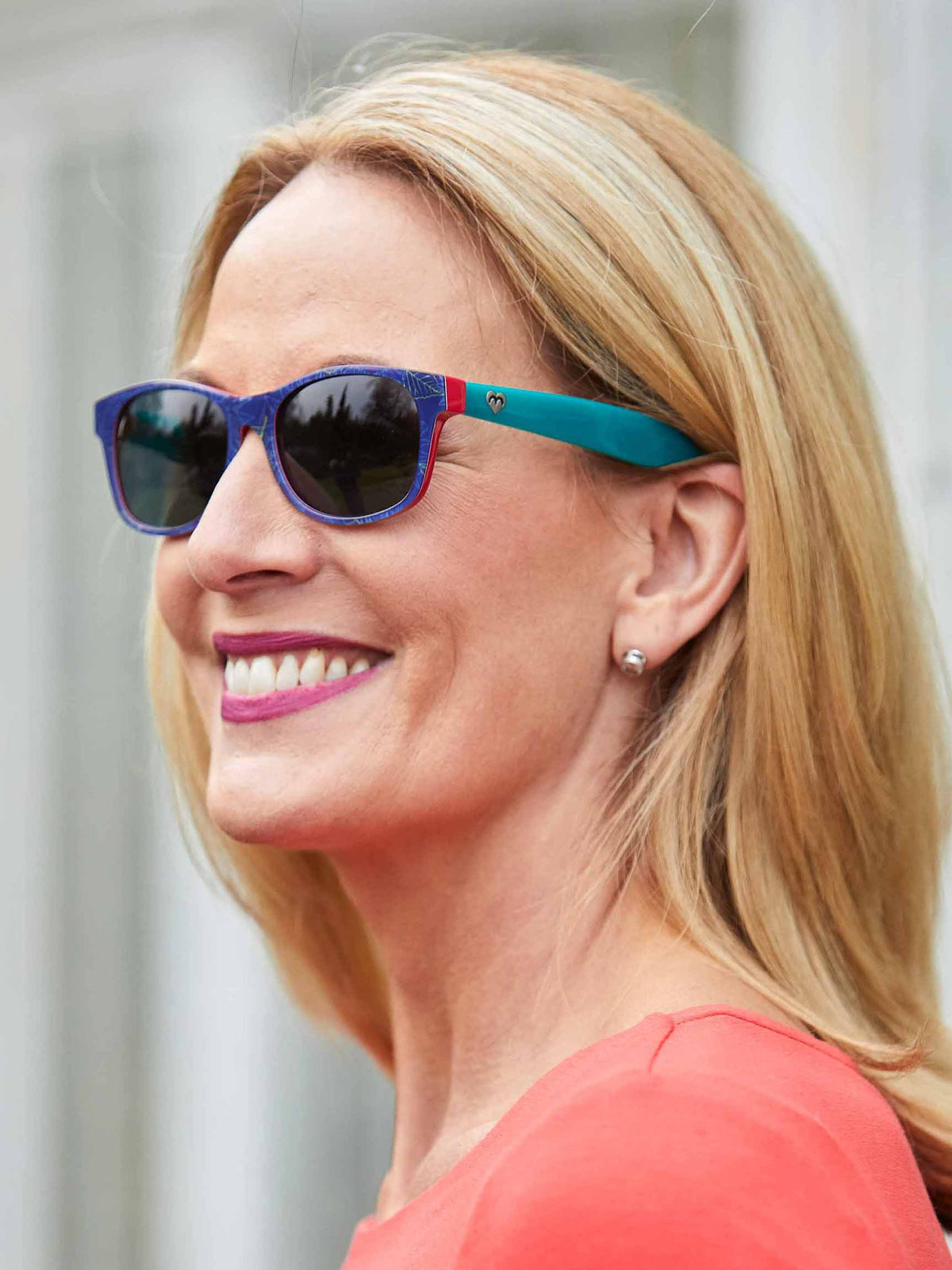 Blue patterned acetate sunglasses - COCKATIEL MIDNIGHT SUNFLOWER/JADE