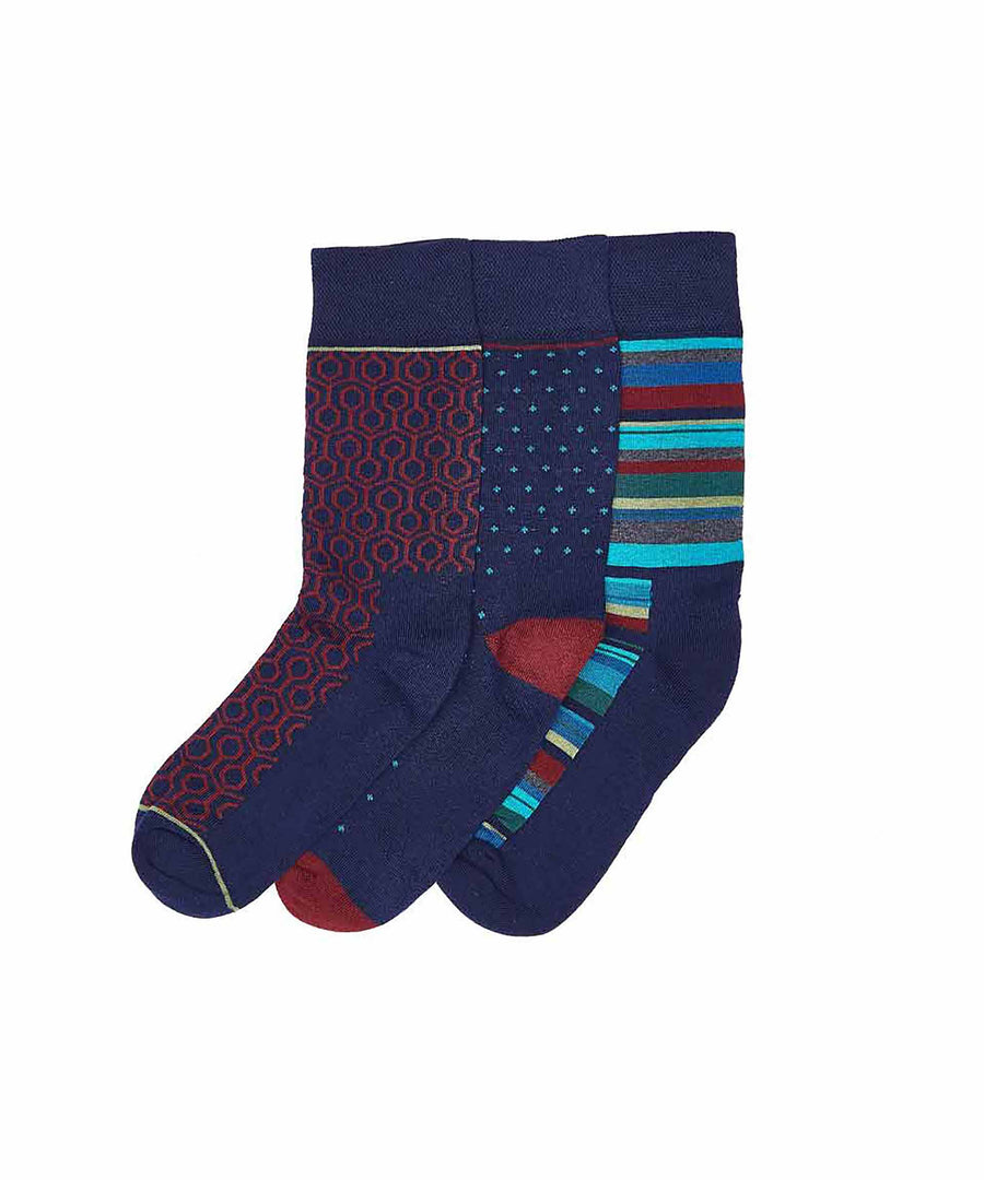 INKY POOLS SOCK BOX NAVY MULTI