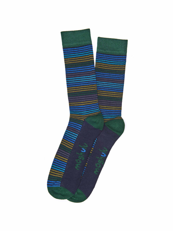 Multi CHRISTMAS SOCK BOX FOR HIM - CHRISTMAS SOCK BOX FOR HIM TREE NAVY MULTI STRIPE