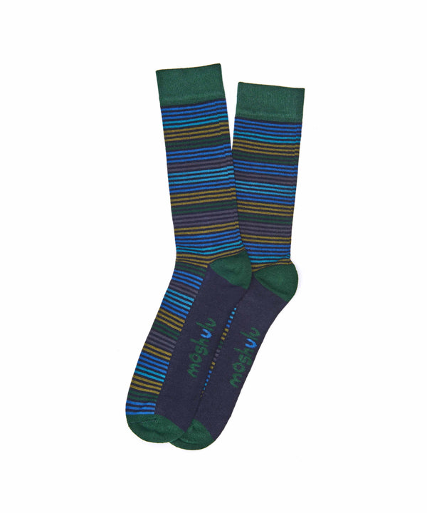 CHRISTMAS SOCK BOX FOR HIM TREE NAVY MULTI STRIPE