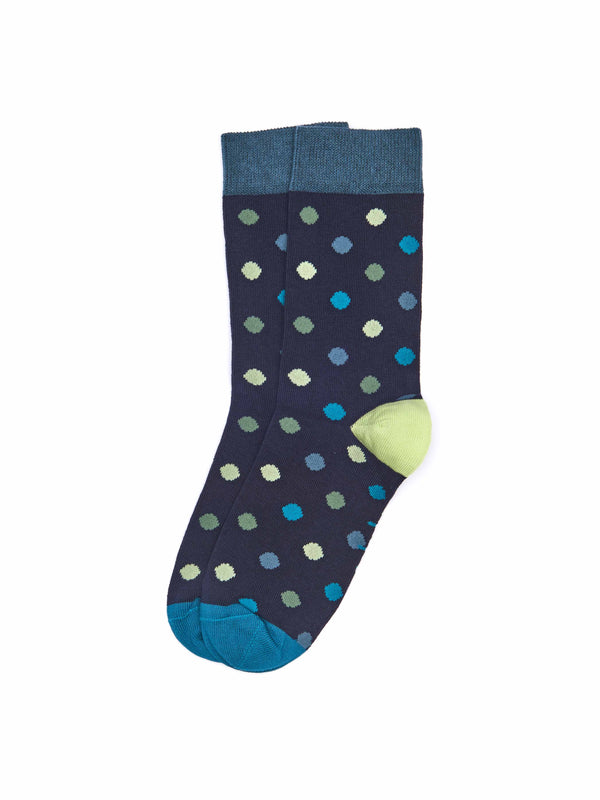Blue ladies' polka dot cotton socks - PENNY CHEW INDIGO