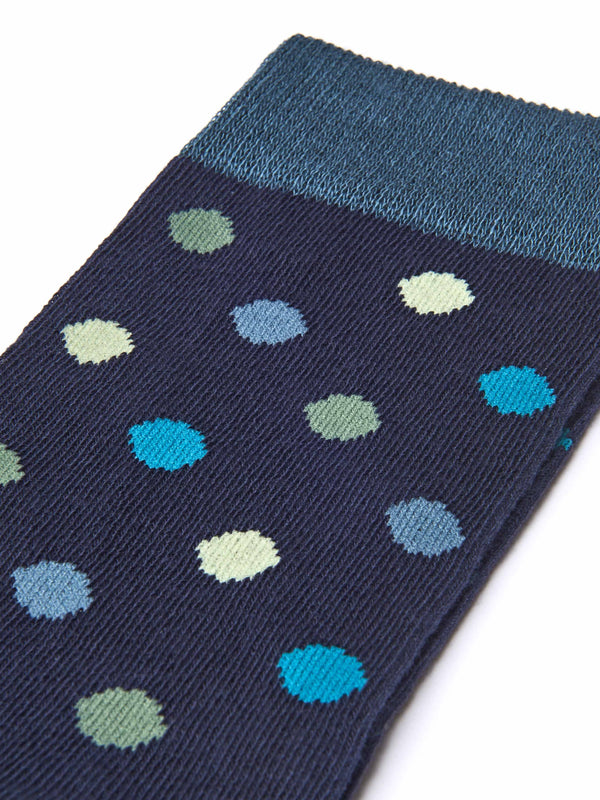 Blue ladies' polka dot cotton socks - PENNY CHEW INDIGO