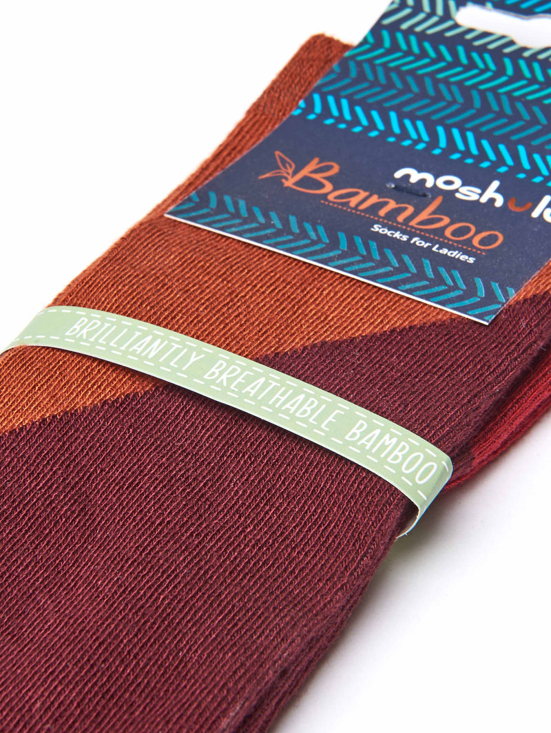 Red ladies' colourful bamboo socks - STREISAND CABERNET MULTI