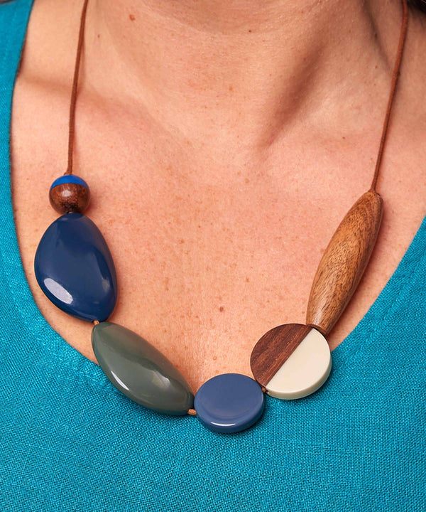 BALOCHI NECKLACE AEGEAN BLUE TONES