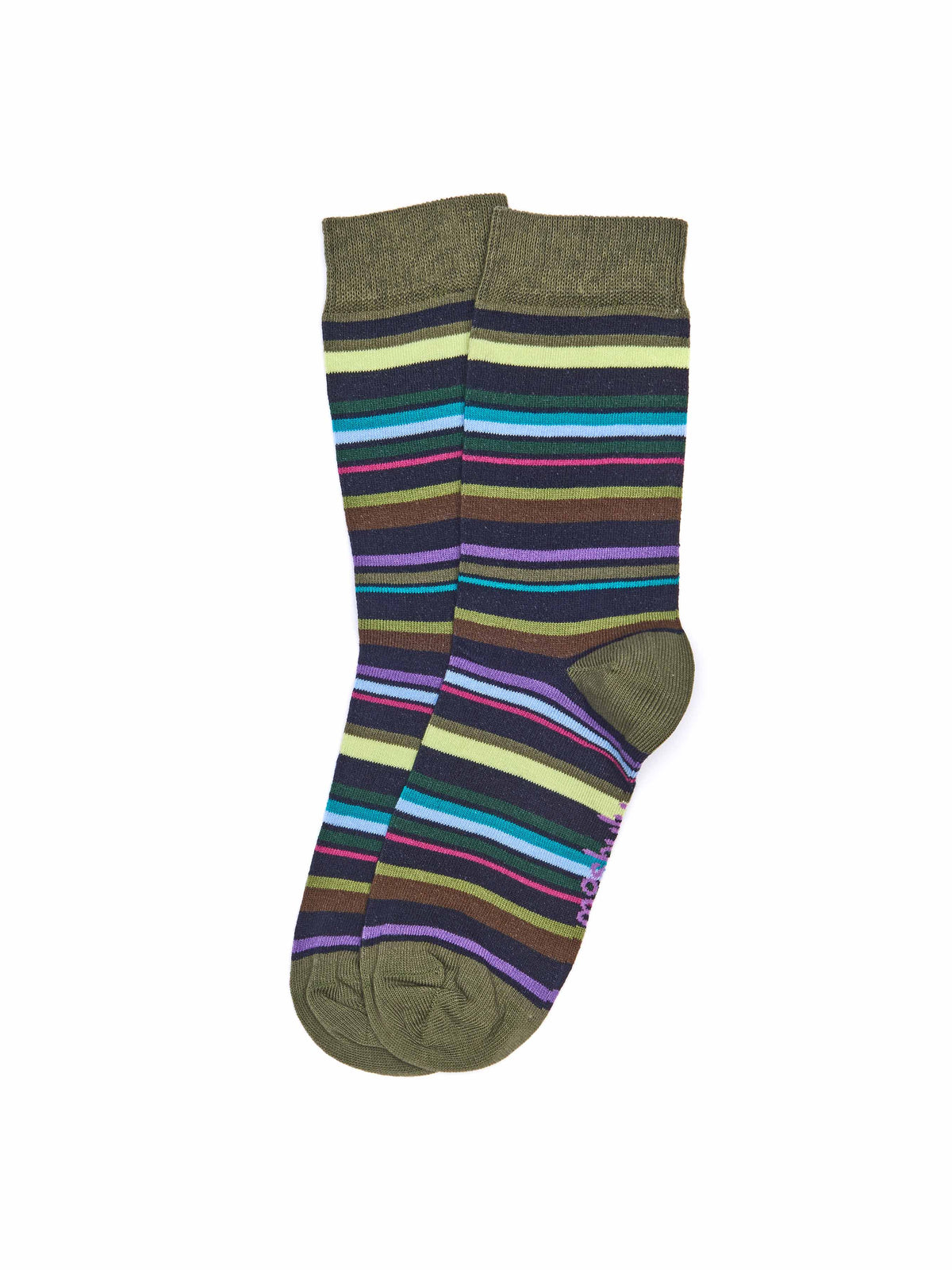 Green ladies' stripy ankle socks - ROCKY ROAD 2 OLIVE GREEN