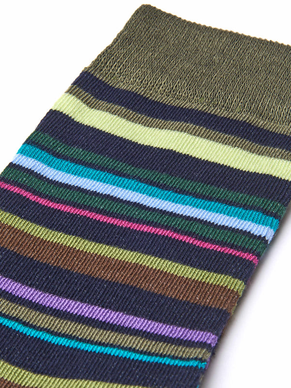 Green ladies' stripy ankle socks - ROCKY ROAD 2 OLIVE GREEN