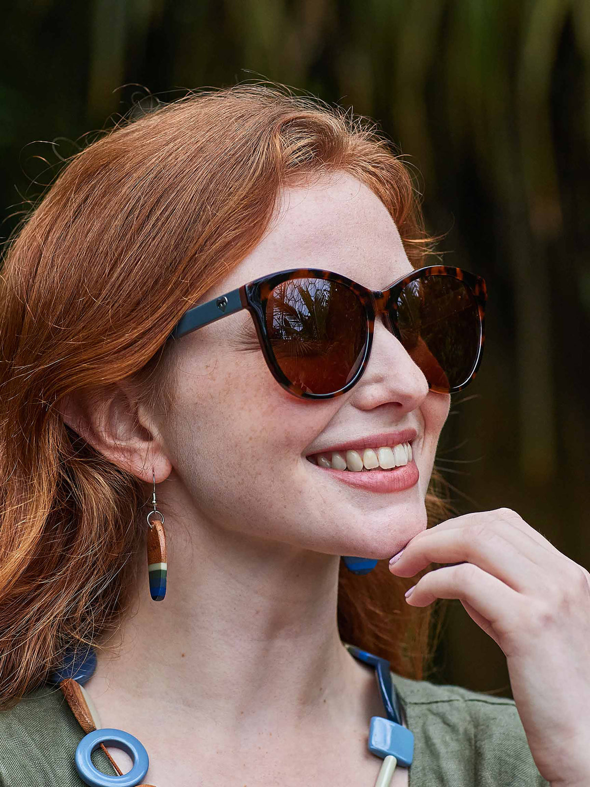 Brown tortoiseshell acetate sunglasses - SANDHILLS TORTOISESHELL/ATLANTIS GREEN
