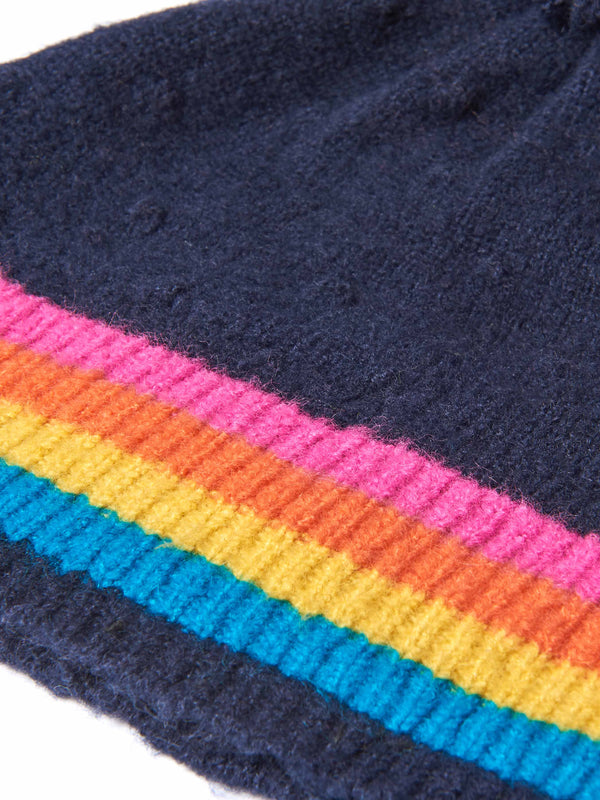 Multi / Blue ladies' rainbow bobble hat - BEIRA HAT INDIGO RAINBOW
