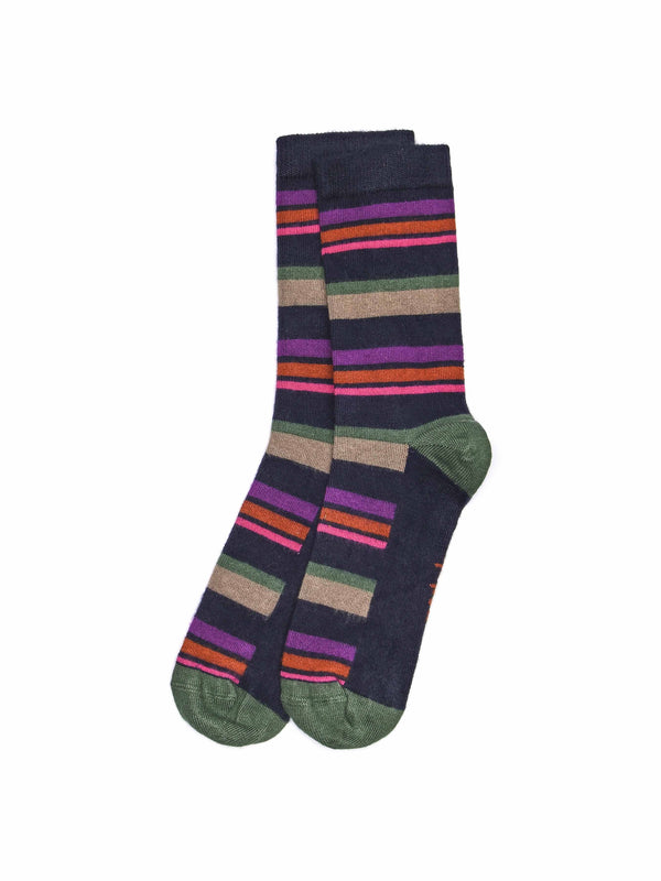Multi CHRISTMAS SOCK BOX FOR HER - CHRISTMAS SOCK BOX FOR HER TREE INDIGO MULTI STRIPE