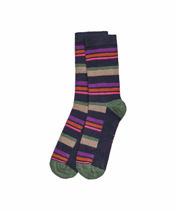 CHRISTMAS SOCK BOX FOR HER TREE INDIGO MULTI STRIPE