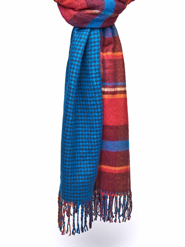 Red ladies' doublesided knitted scarf - CHAFFINCH SCARF ZINFANDEL RED MULTI