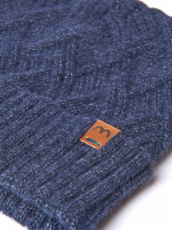 Blue super soft textile knitted hat - JAY HAT INDIGO