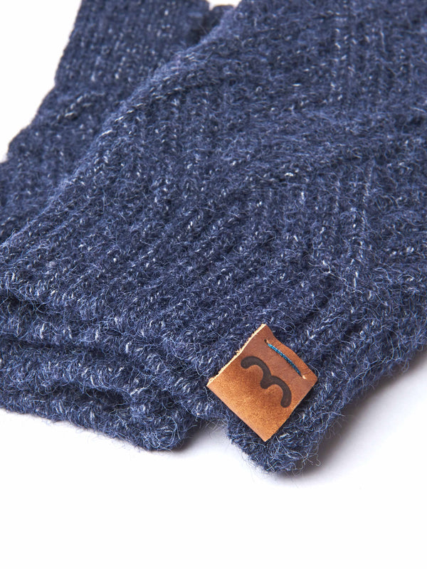 Blue super soft textile fingerless gloves - JAY HANDWARMER INDIGO