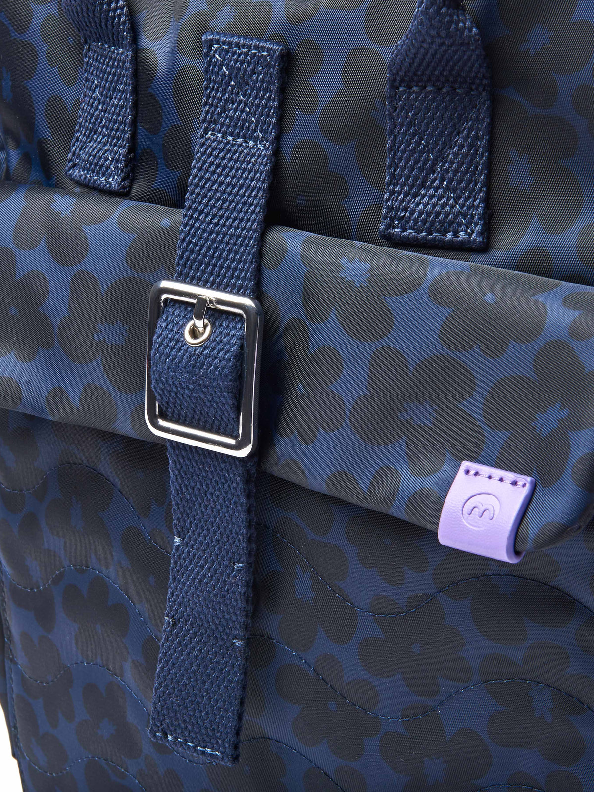 Blue textile patterned backpack - NEVIS INDIGO FLORAL