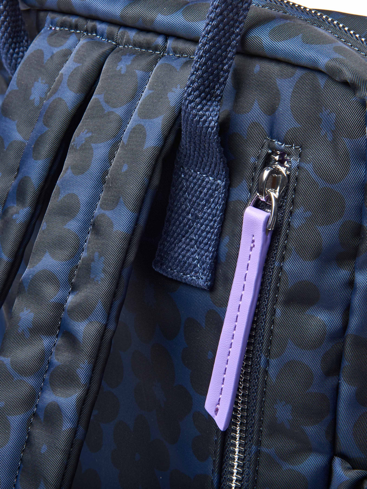 Blue textile patterned backpack - NEVIS INDIGO FLORAL