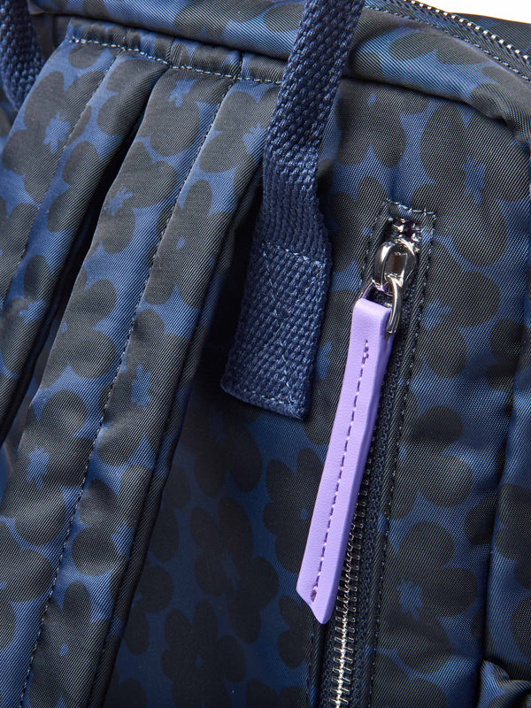 Blue textile patterned backpack - NEVIS INDIGO FLORAL