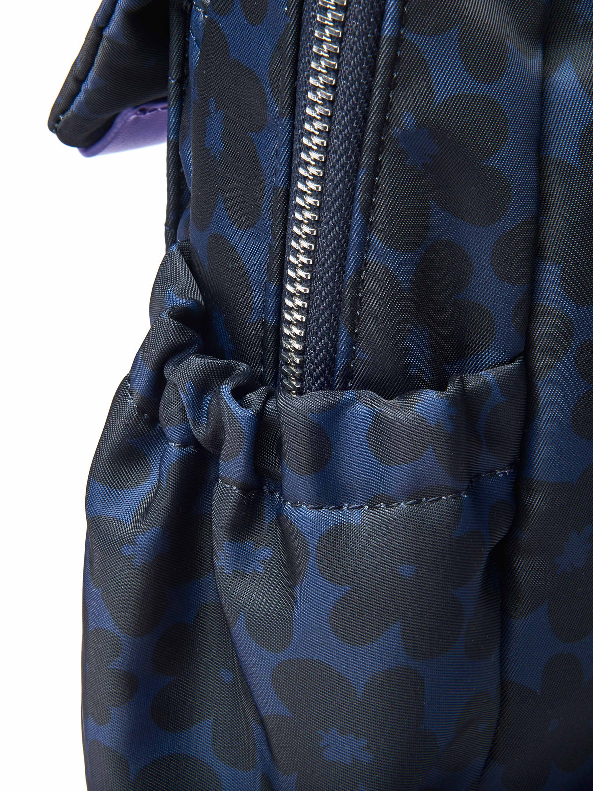 Blue textile patterned backpack - NEVIS INDIGO FLORAL