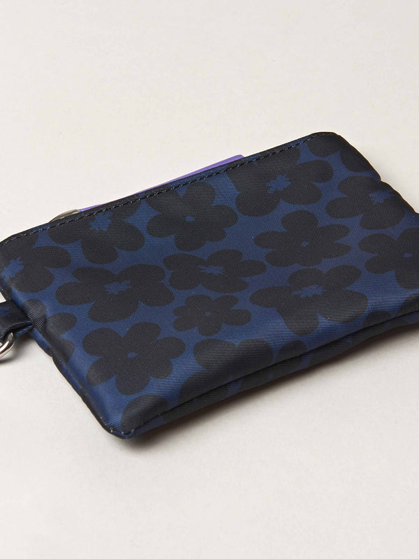 Blue textile patterned backpack - NEVIS INDIGO FLORAL
