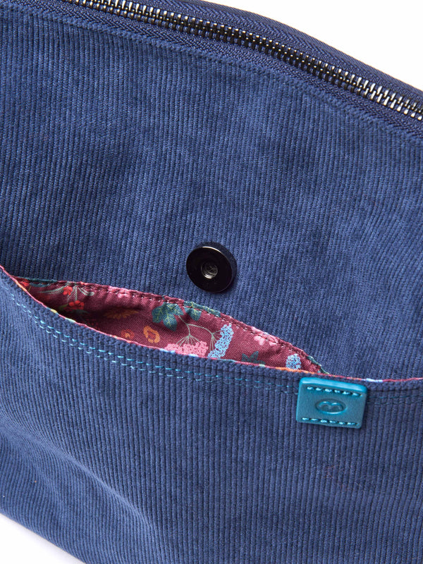 Grey / Neutral patterned textile cross body bag - STADDON DEEP HARBOUR BLUE