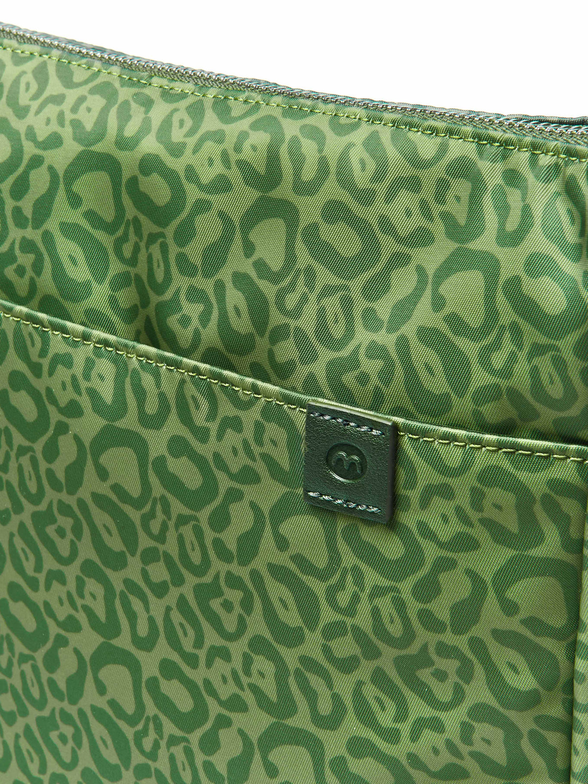 Green patterned textile cross body bag - STADDON OLIVE GREEN LEOPARD