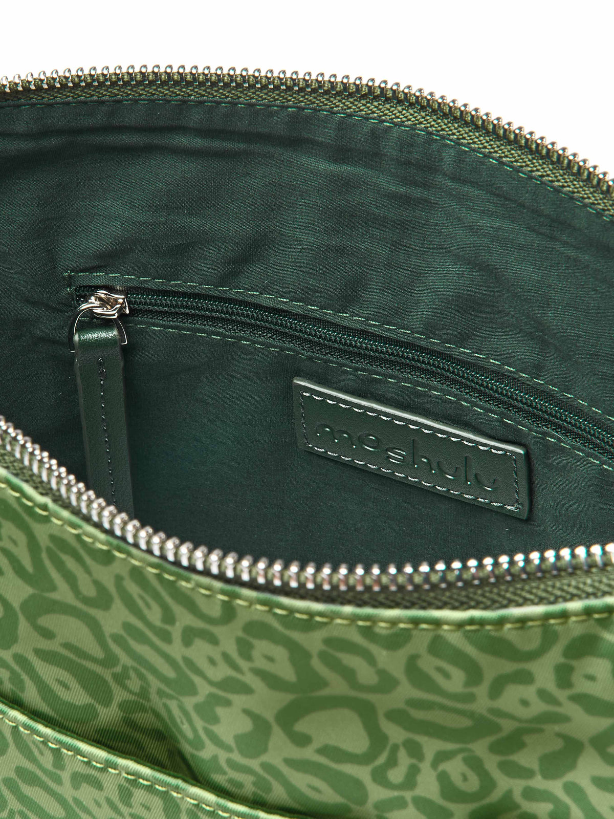 Green patterned textile cross body bag - STADDON OLIVE GREEN LEOPARD