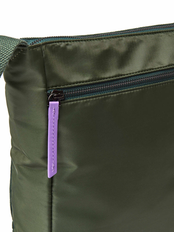 Green patterned textile cross body bag - STADDON OLIVE/PINE GREEN