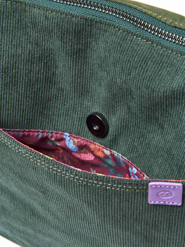 Green patterned textile cross body bag - STADDON OLIVE/PINE GREEN