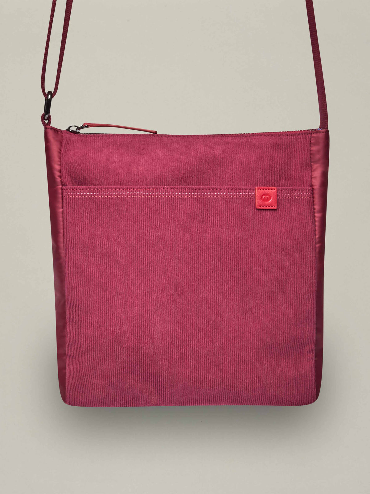 Red patterned textile cross body bag - STADDON ZINFANDEL RED