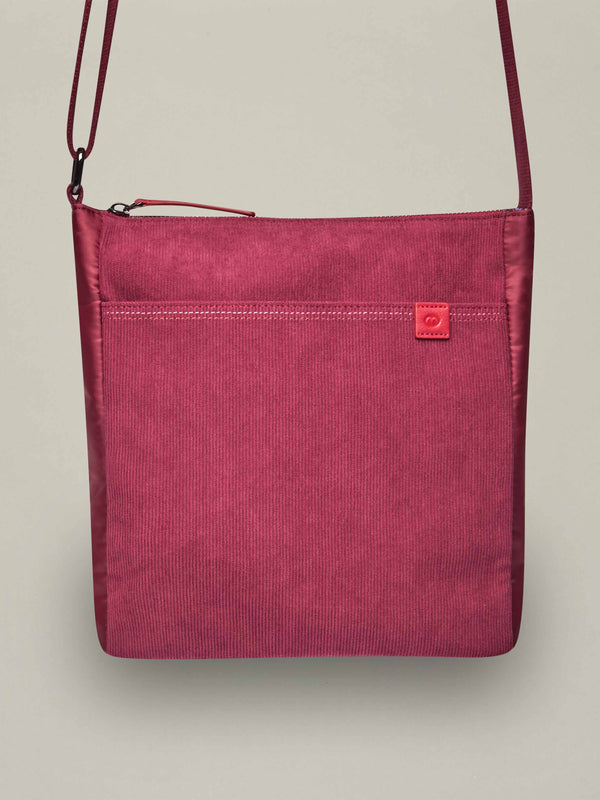 Red patterned textile cross body bag - STADDON ZINFANDEL RED