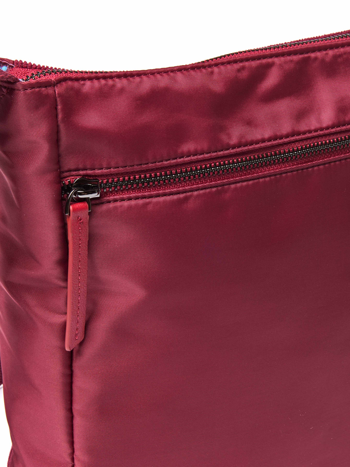 Red patterned textile cross body bag - STADDON ZINFANDEL RED