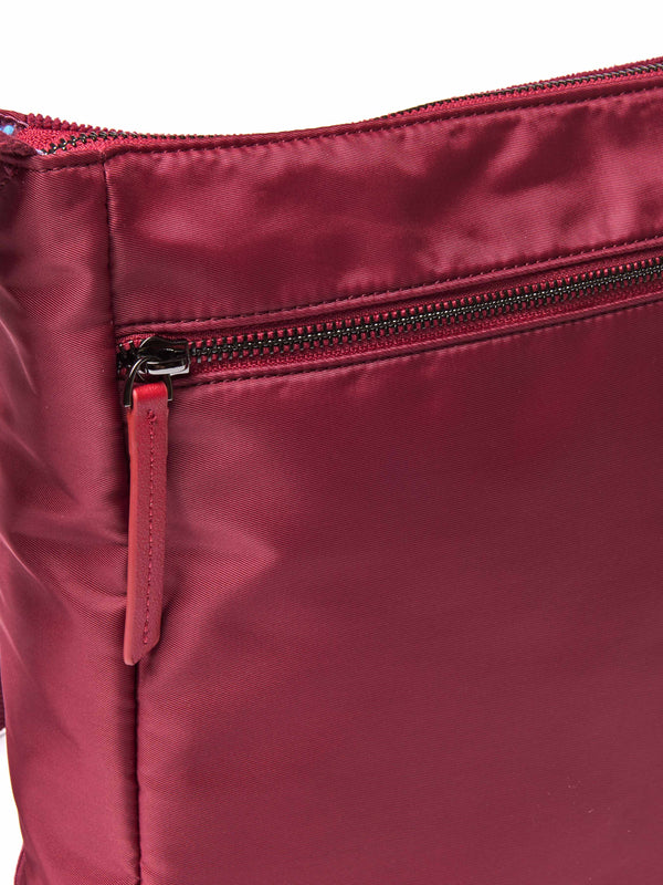Red patterned textile cross body bag - STADDON ZINFANDEL RED