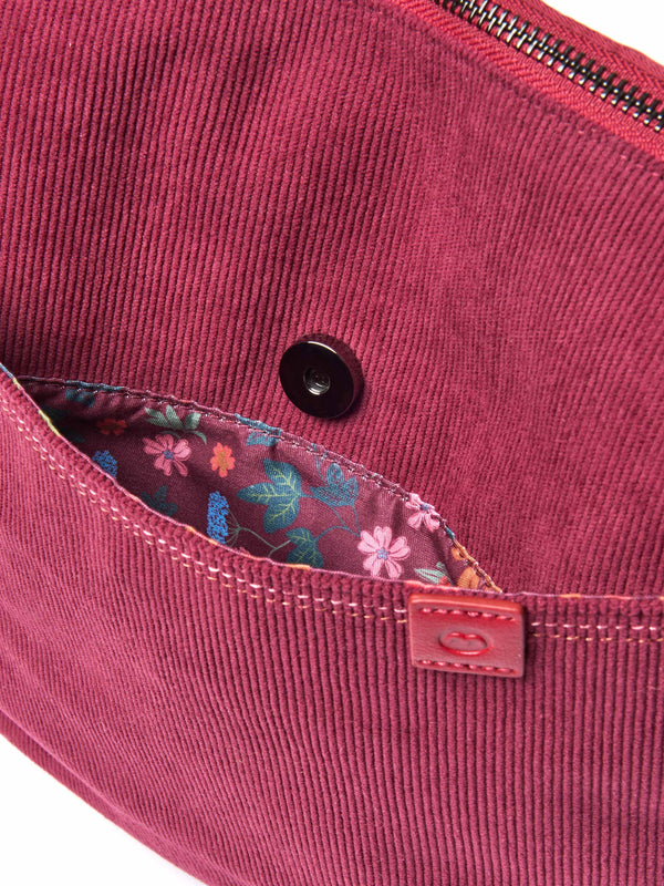 Red patterned textile cross body bag - STADDON ZINFANDEL RED