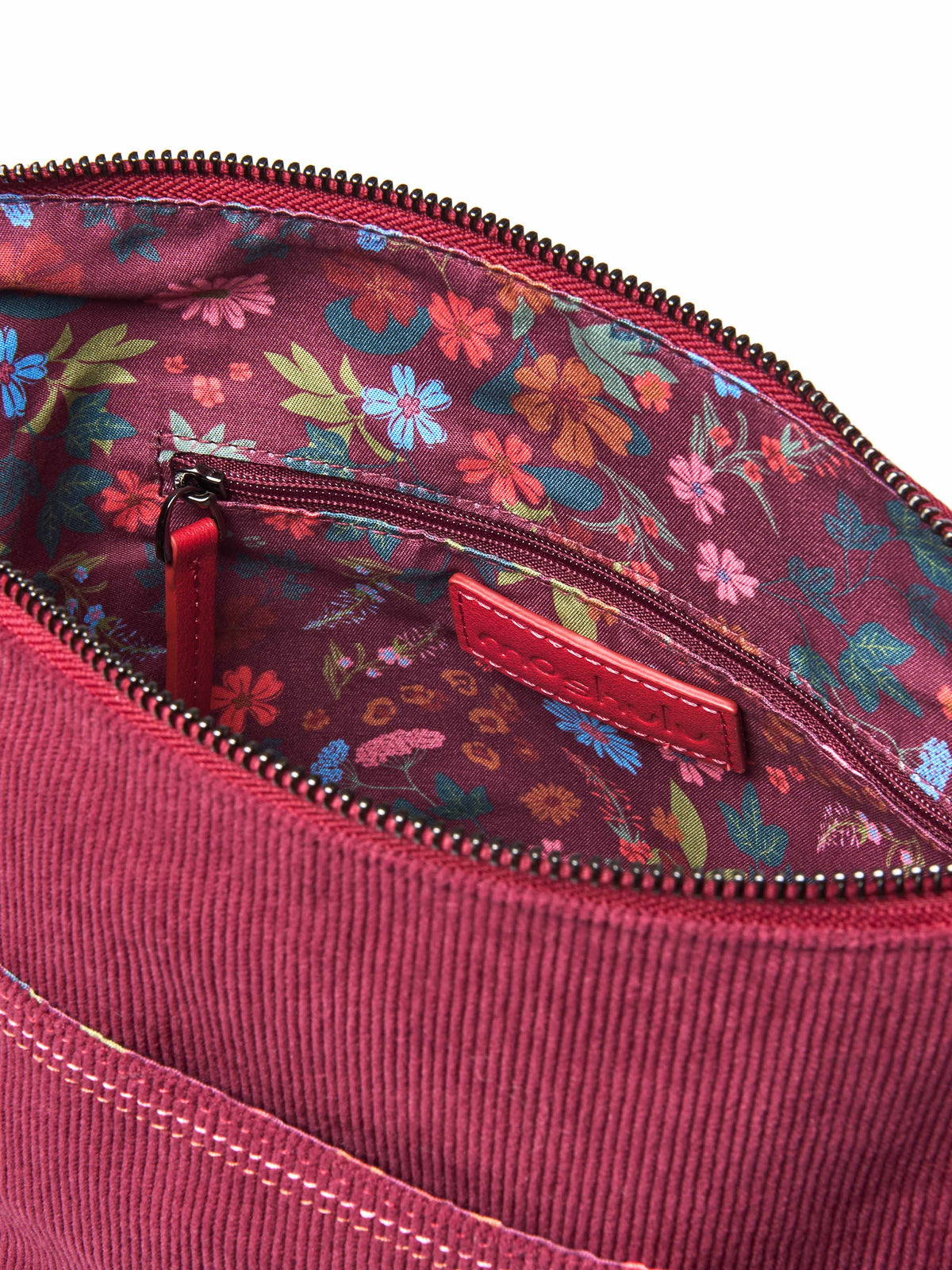 Red patterned textile cross body bag - STADDON ZINFANDEL RED
