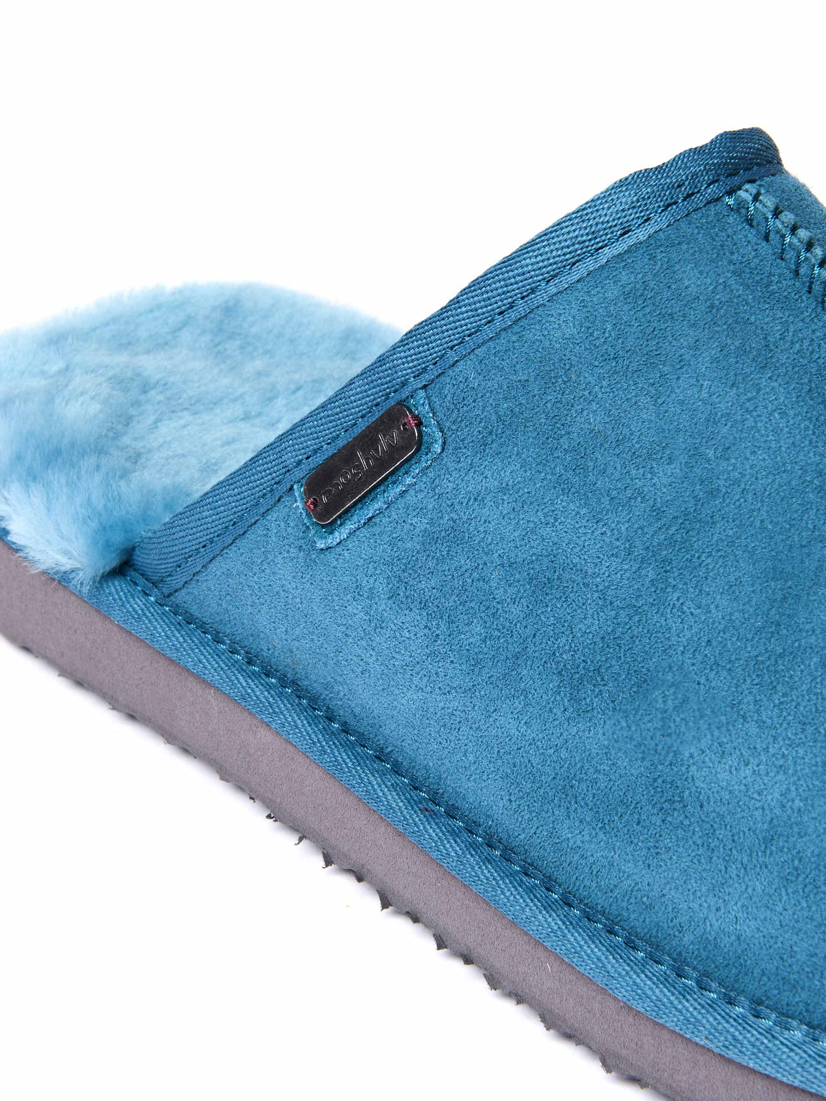 Blue men's luxury sheepskin mule slipper - FOXTAIL LAGOON