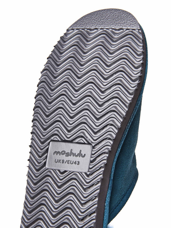 Blue men's luxury sheepskin mule slipper - FOXTAIL LAGOON