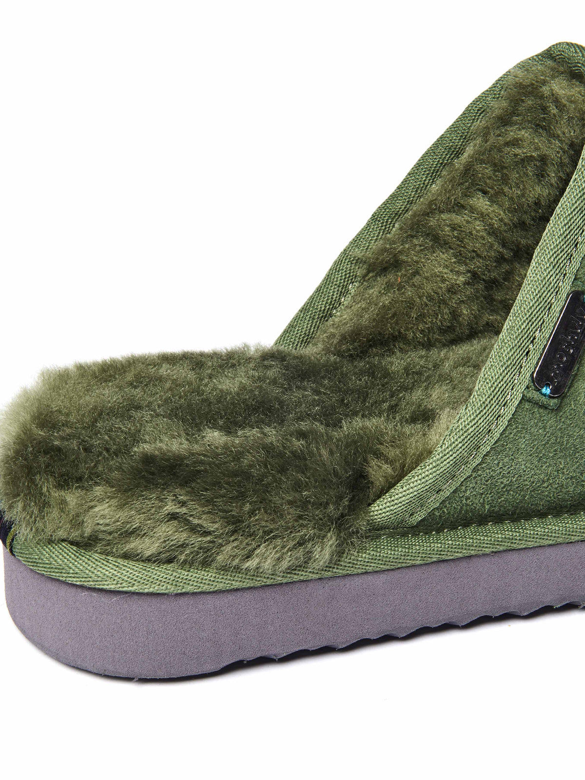Green men's luxury sheepskin mule slipper - FOXTAIL OLIVE GREEN